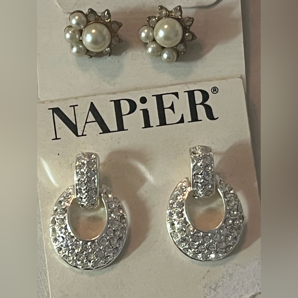Two pairs of costume pierced earrings